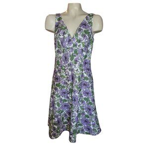 LOFT Purple Floral Midi Dress